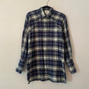 Goop G. Label Blue White Flannel Button Down Shirt Cotton Western Women's size 0